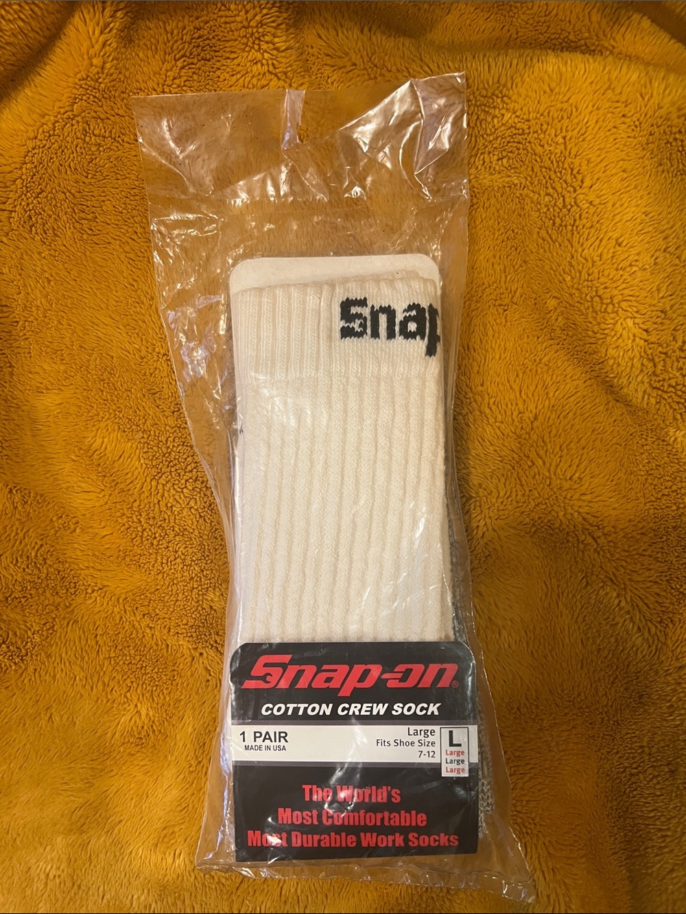 Snap White Cotton Crew Socks with Black Logo
